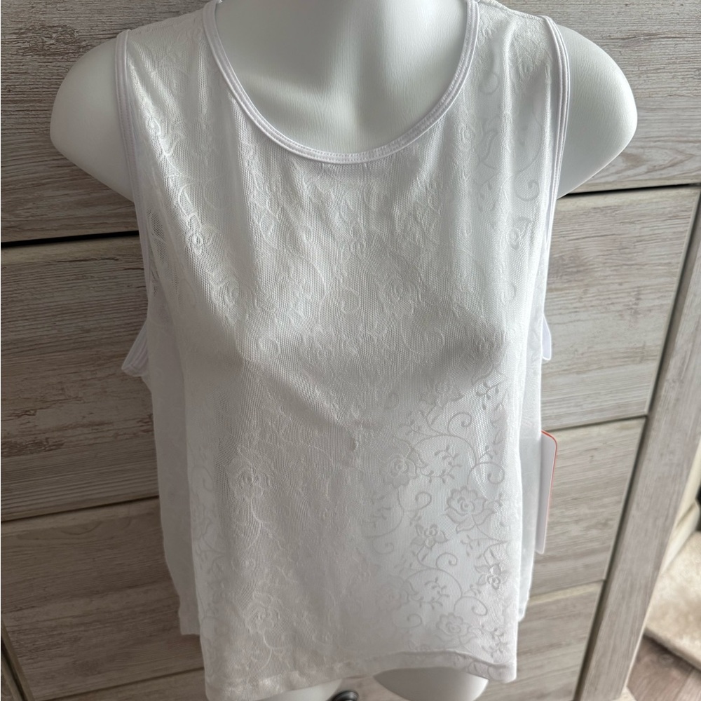 White Floral Women's Tank Top size L